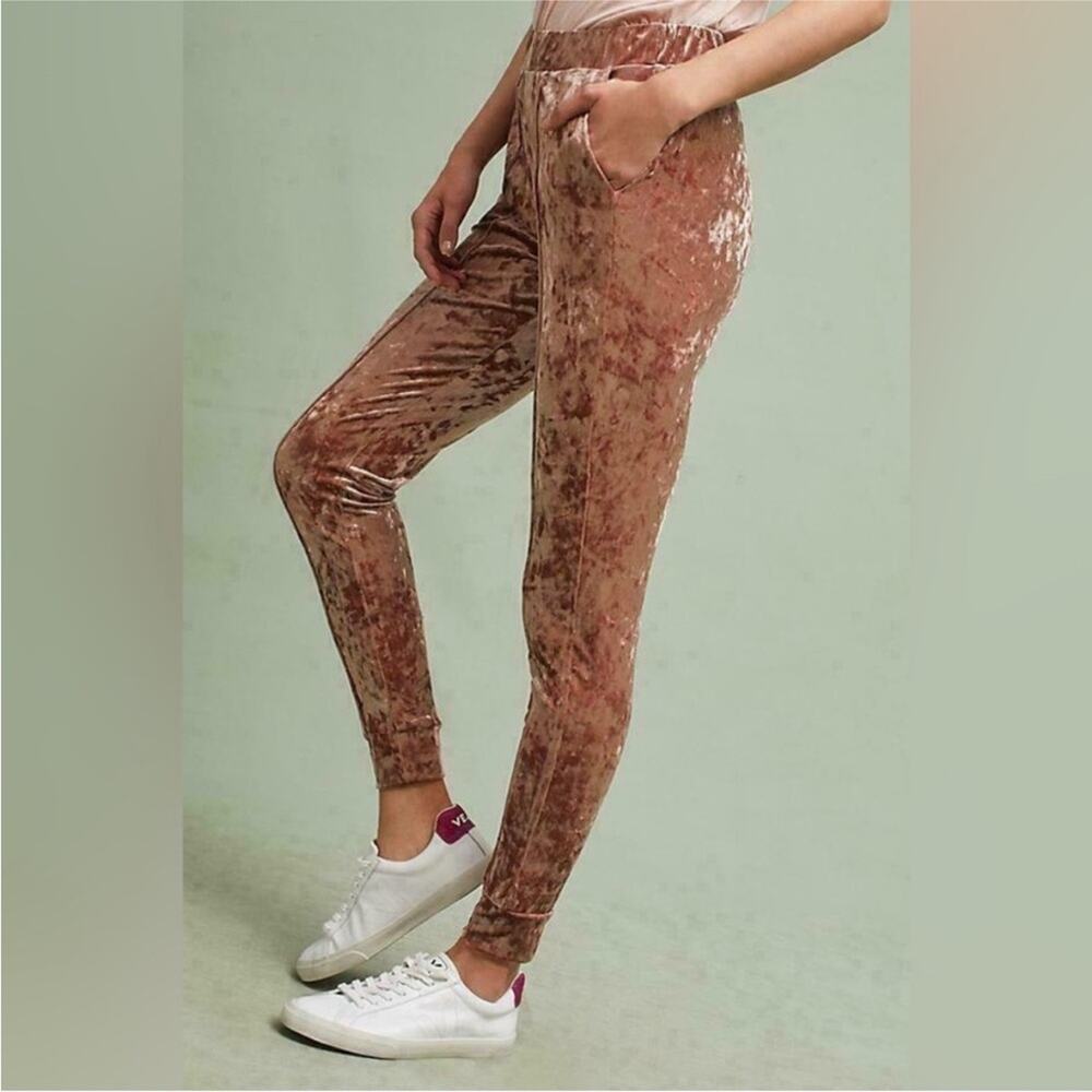 Anthropologie Sabina Musayev Pants Womens S Blush Pink Crushed Velvet Joggers